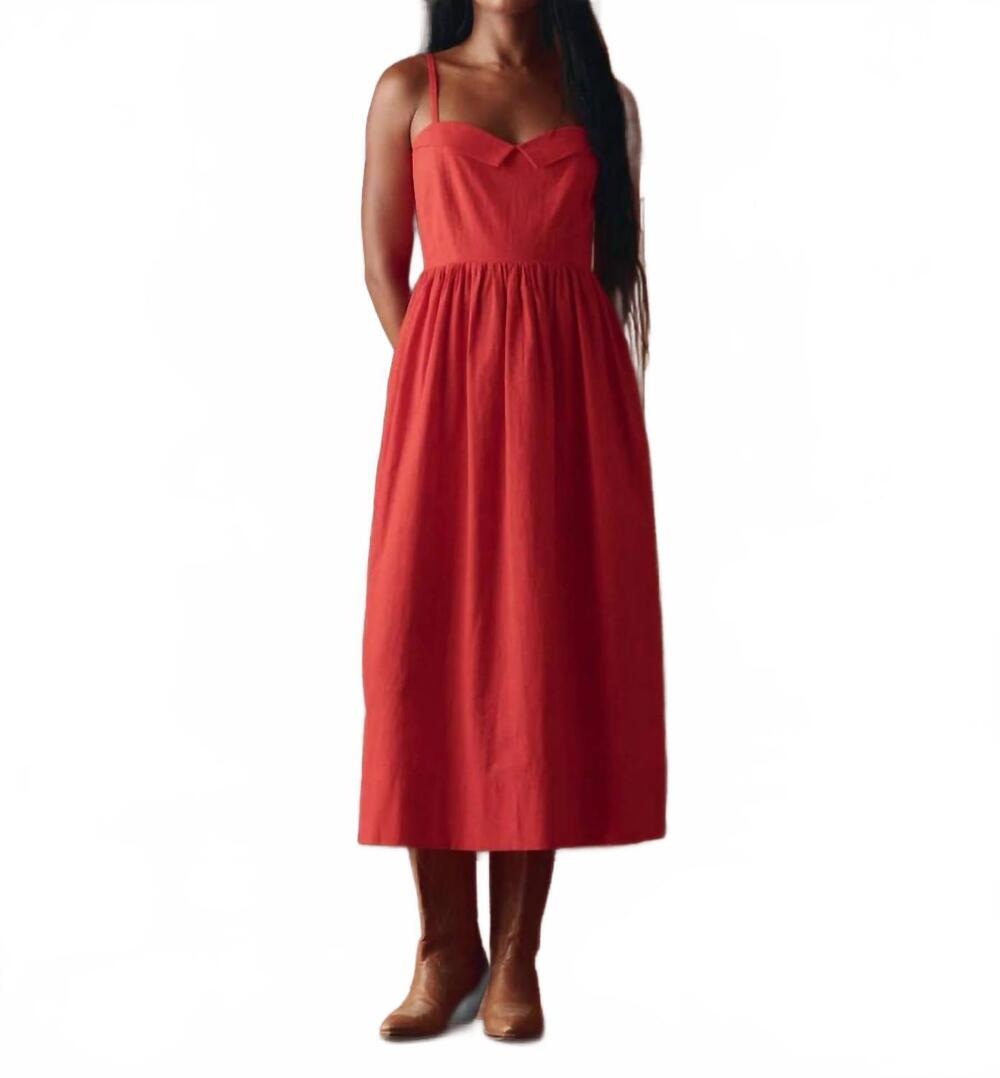 NEW THE GREAT. verse sweetheart neckline dress in hot red